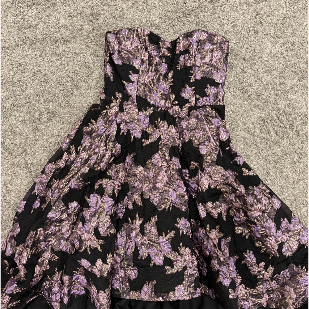 Lulus Floral All Romance Jacquard Strapless High-Low Formal Gown Dress SMALL - Picture 5 of 9